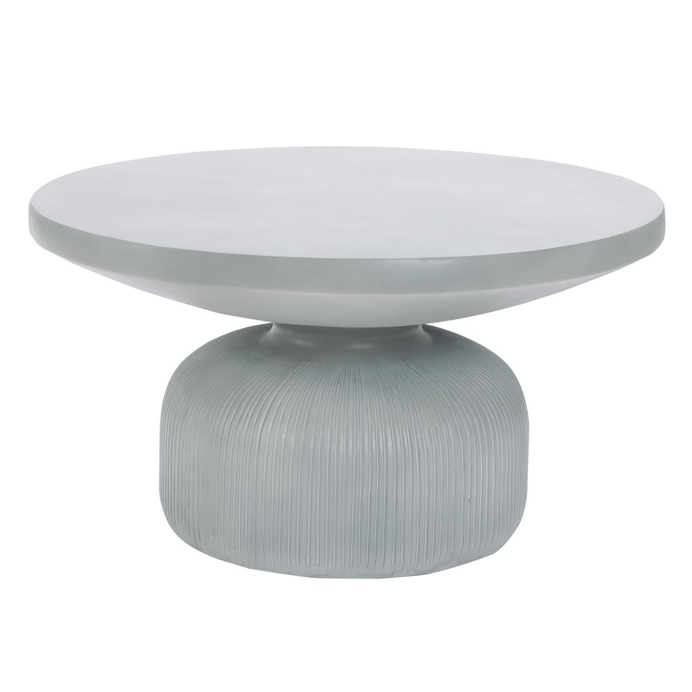 Light Gray MgO Indoor and Outdoor Round Coffee Table