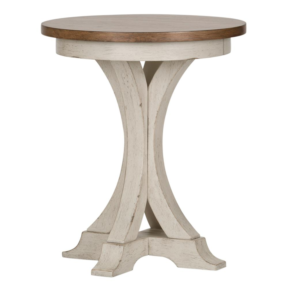 Farmhouse Reimagined Round Chair Side Table, W21 x D21 x H25, White