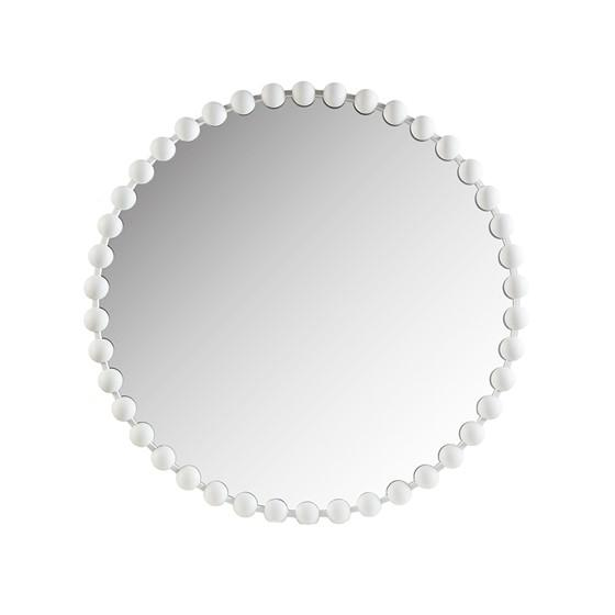 Cosmo Round Matte White Glam Mirror