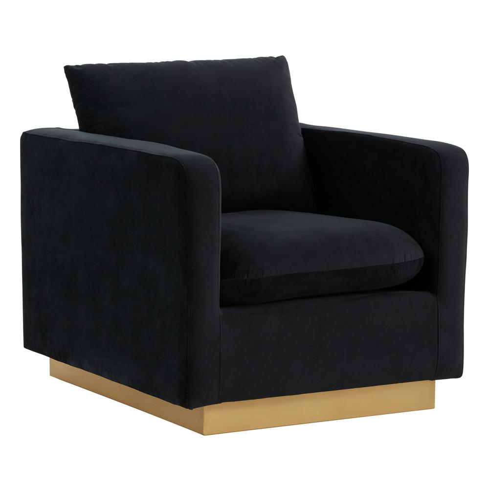 LeisureMod Nervo Velvet Accent Armchair With Gold Frame, Beige