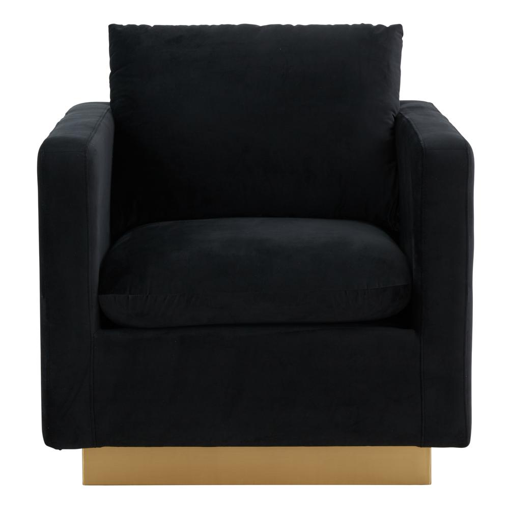 LeisureMod Nervo Velvet Accent Armchair With Gold Frame, Beige