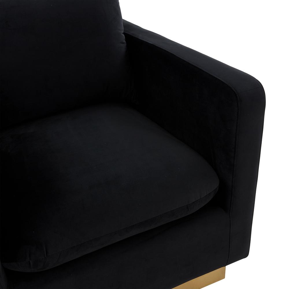 LeisureMod Nervo Velvet Accent Armchair With Gold Frame, Beige