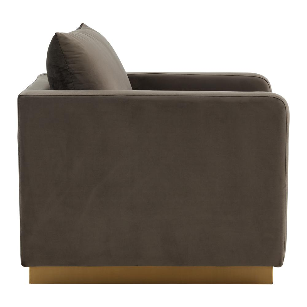 LeisureMod Nervo Velvet Accent Armchair With Gold Frame, Beige