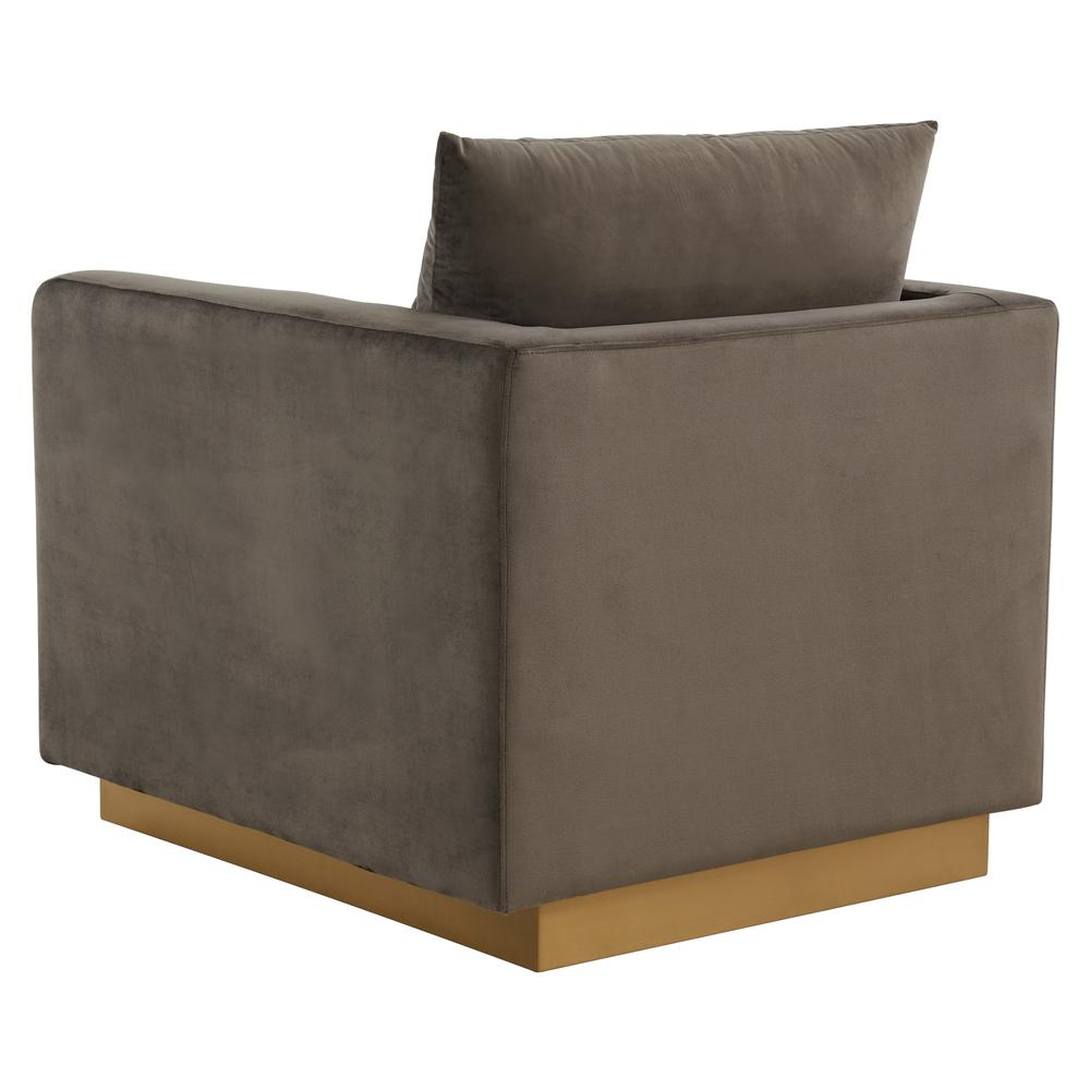 LeisureMod Nervo Velvet Accent Armchair With Gold Frame, Beige