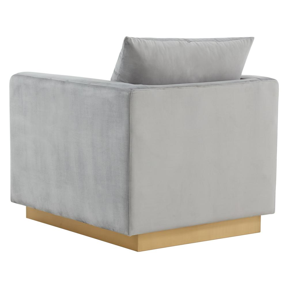 LeisureMod Nervo Velvet Accent Armchair With Gold Frame, Beige