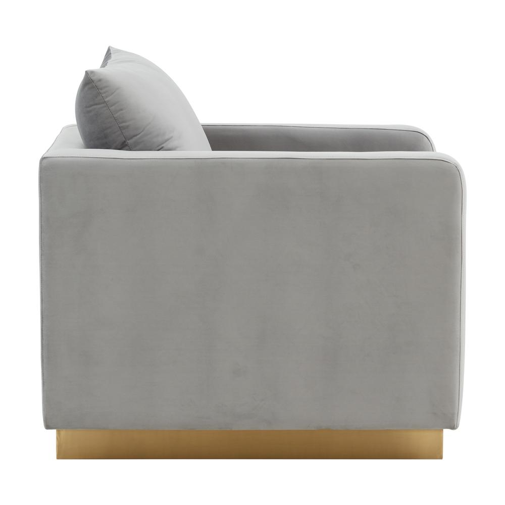 LeisureMod Nervo Velvet Accent Armchair With Gold Frame, Beige