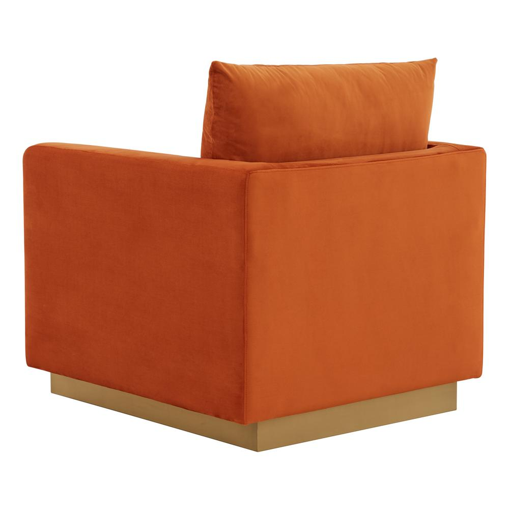 LeisureMod Nervo Velvet Accent Armchair With Gold Frame, Beige