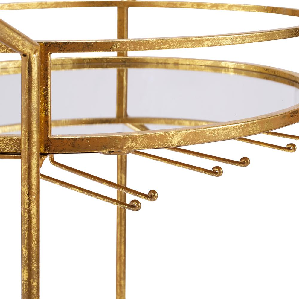 Linon Round Gold Metal Bar Cart