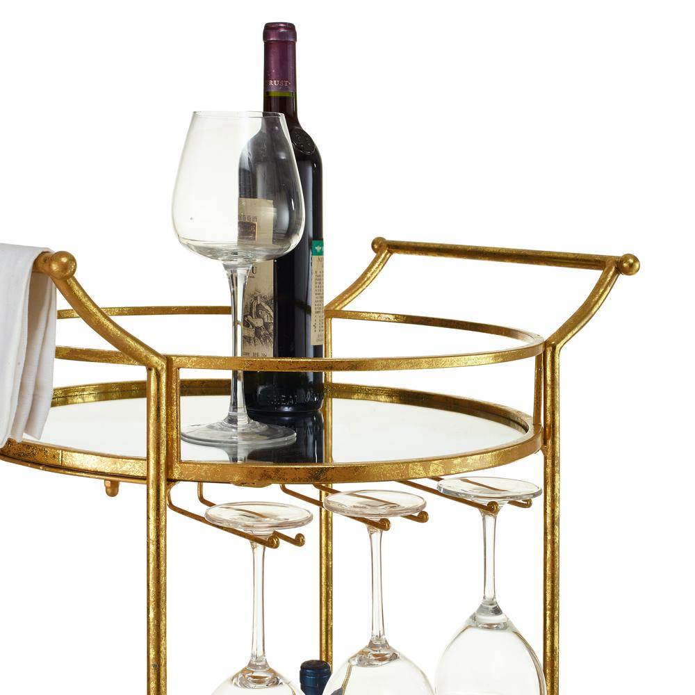 Linon Round Gold Metal Bar Cart