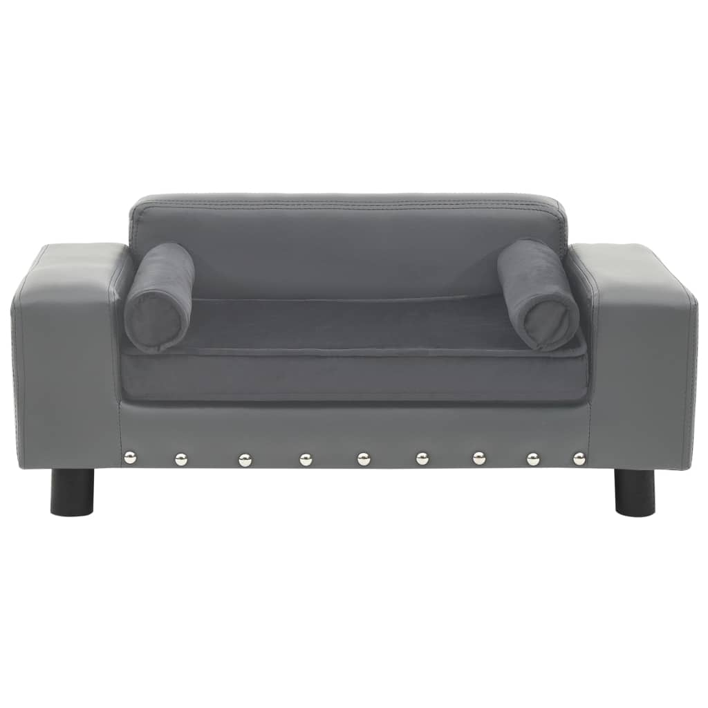 vidaXL Dog Sofa Gray 31.9"x16.9"x12.2" Plush and Faux Leather