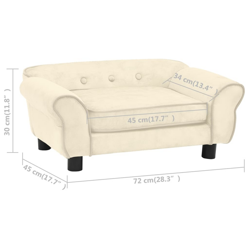 vidaXL Dog Sofa Cream 28.3"x17.7"x11.8" Plush