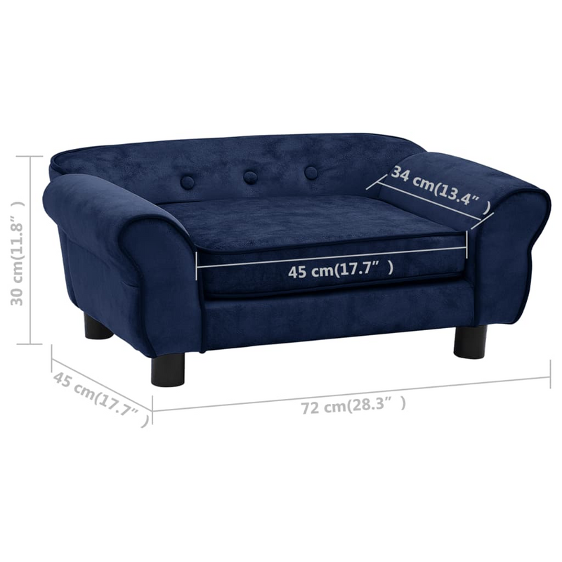 vidaXL Dog Sofa Blue 28.3"x17.7"x11.8" Plush