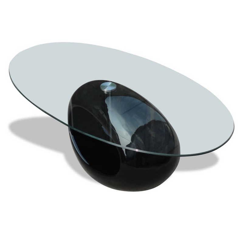 vidaXL Coffee Table with Oval Glass Top High Gloss Black