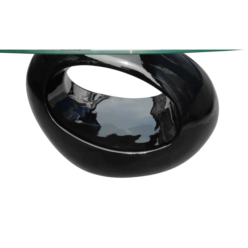vidaXL Coffee Table with Oval Glass Top High Gloss Black