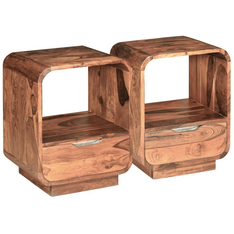 vidaXL Nightstand with Drawer 2 pcs Solid Sheesham Wood 15.7"x11.8"x19.7"