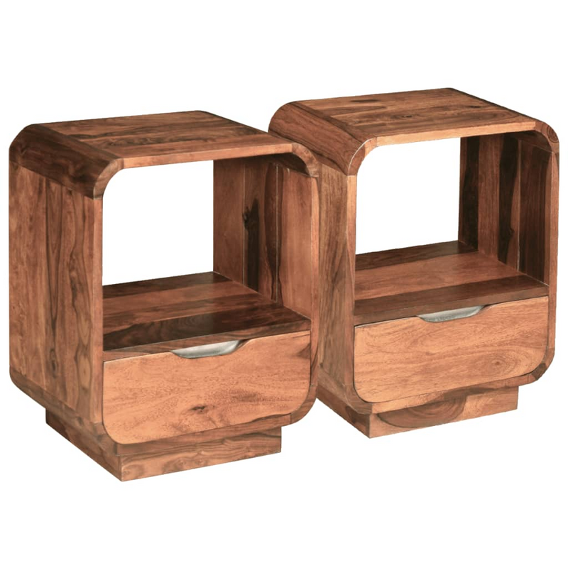 vidaXL Nightstand with Drawer 2 pcs Solid Sheesham Wood 15.7"x11.8"x19.7"