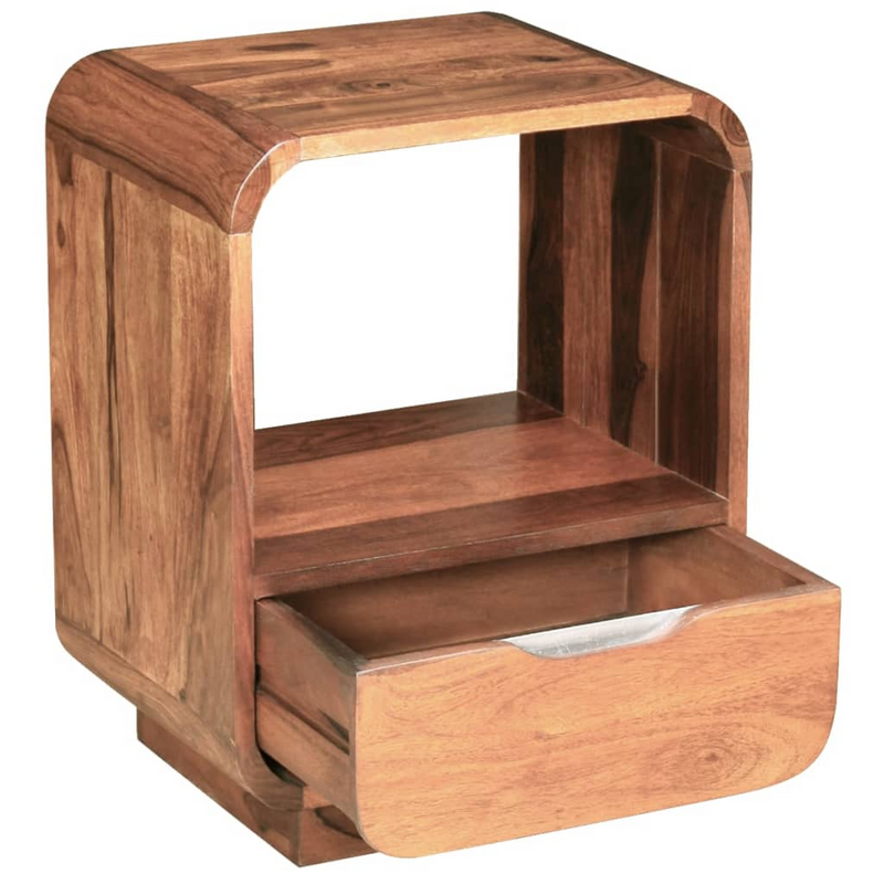 vidaXL Nightstand with Drawer 2 pcs Solid Sheesham Wood 15.7"x11.8"x19.7"