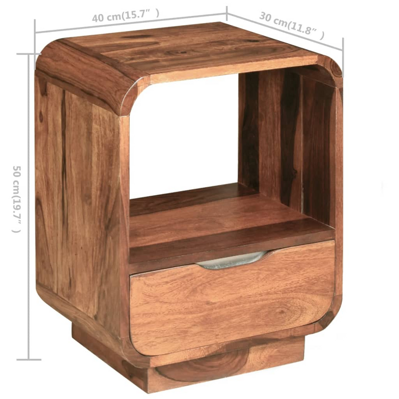 vidaXL Nightstand with Drawer 2 pcs Solid Sheesham Wood 15.7"x11.8"x19.7"