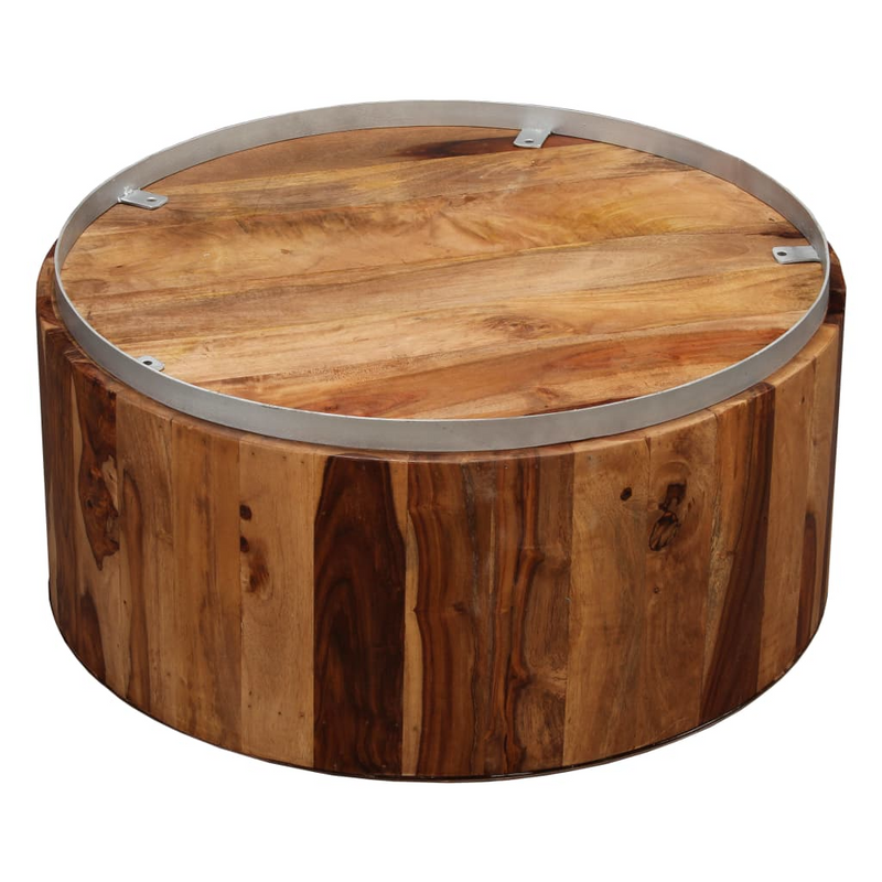 vidaXL Coffee Table Solid Sheesham Wood and Steel 26.8"