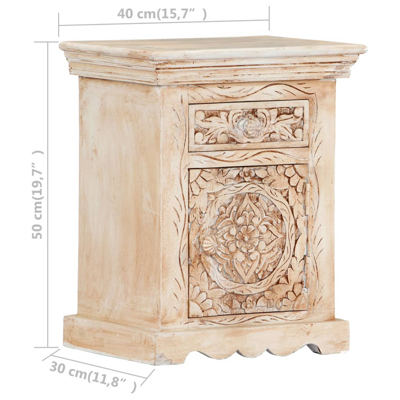 vidaXL Bedside Cabinet 15.7"x11.8"x19.7" Solid Mango Wood