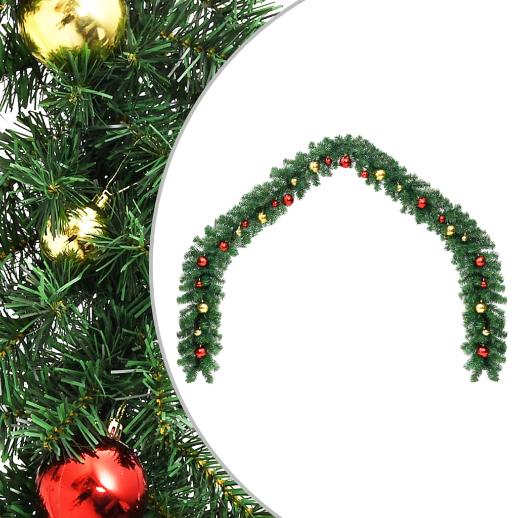 Christmas Garland Decorated with Gold/Red Baubles