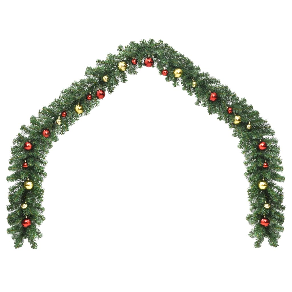 Christmas Garland Decorated with Gold/Red Baubles