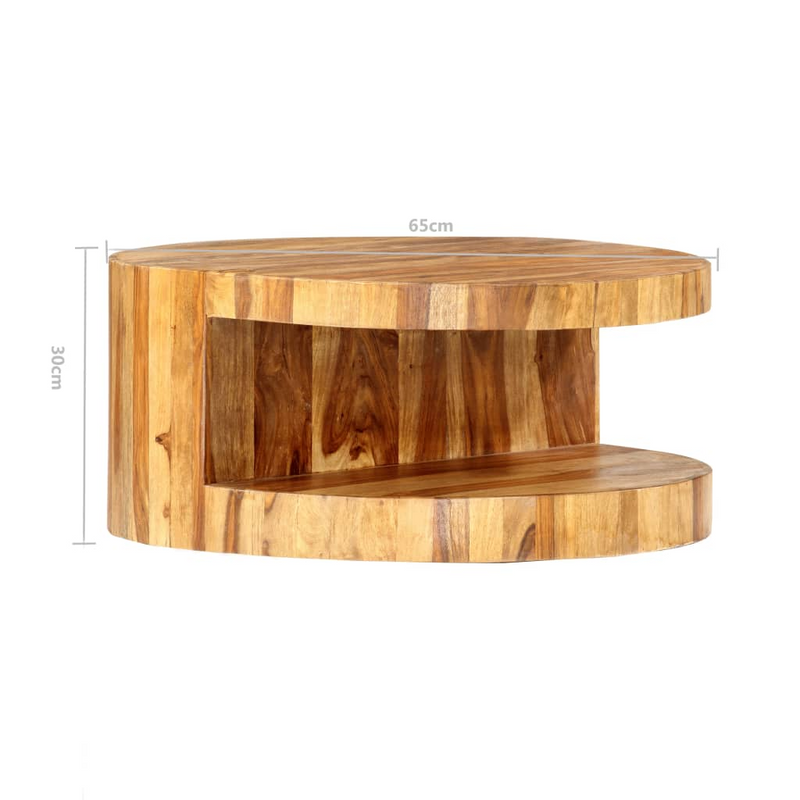 vidaXL Round Coffee Table 25.6"x11.8" Solid Sheesham Wood