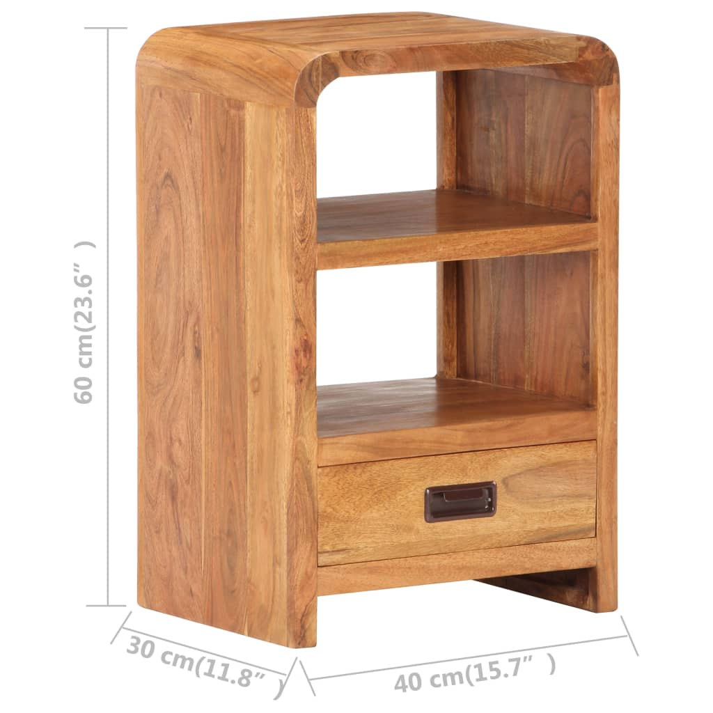 vidaXL Bedside Table 15.7"x11.8"x23.6" Solid Acacia Wood Honey Finish