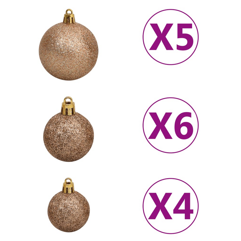 Artificial Pre-lit Black Christmas Tree with Rose Gold Ball Set