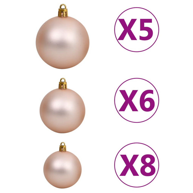 Artificial Pre-lit Black Christmas Tree with Rose Gold Ball Set