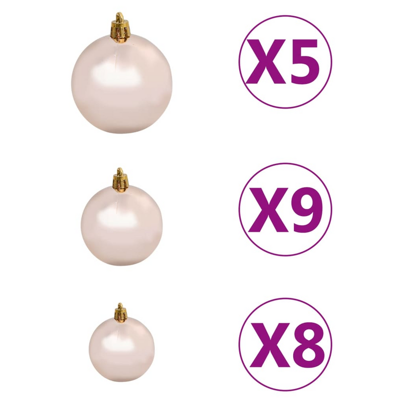 Artificial Pre-lit Black Christmas Tree with Rose Gold Ball Set