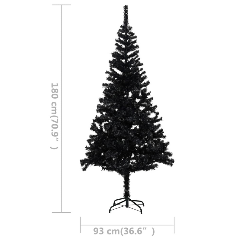 Artificial Pre-lit Black Christmas Tree with Rose Gold Ball Set