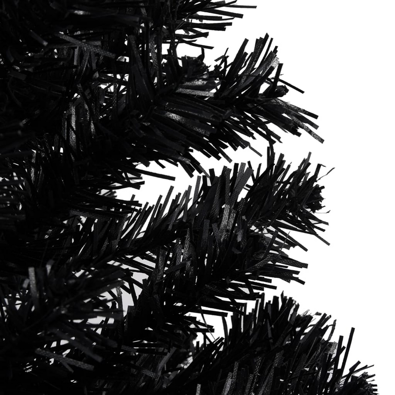 Artificial Pre-lit 94.5" Black Christmas Tree with Rose Gold Ball Ornaments Set