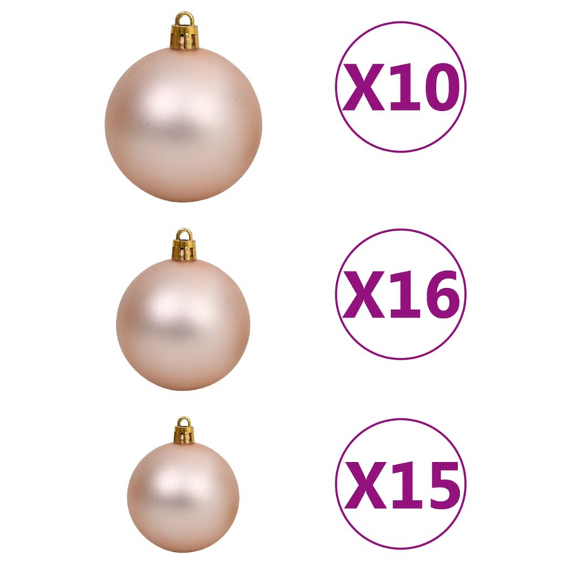 Artificial Pre-lit 94.5" Black Christmas Tree with Rose Gold Ball Ornaments Set