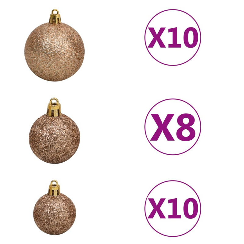 Artificial Pre-lit 94.5" Black Christmas Tree with Rose Gold Ball Ornaments Set