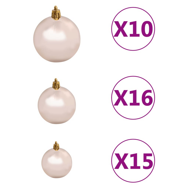 Artificial Pre-lit 94.5" Black Christmas Tree with Rose Gold Ball Ornaments Set