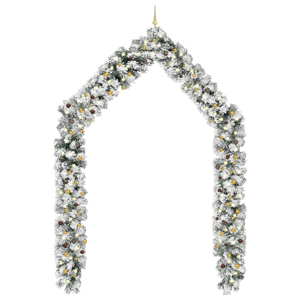 Christmas Garland with LEDs & Gold/Bronze Ball Set