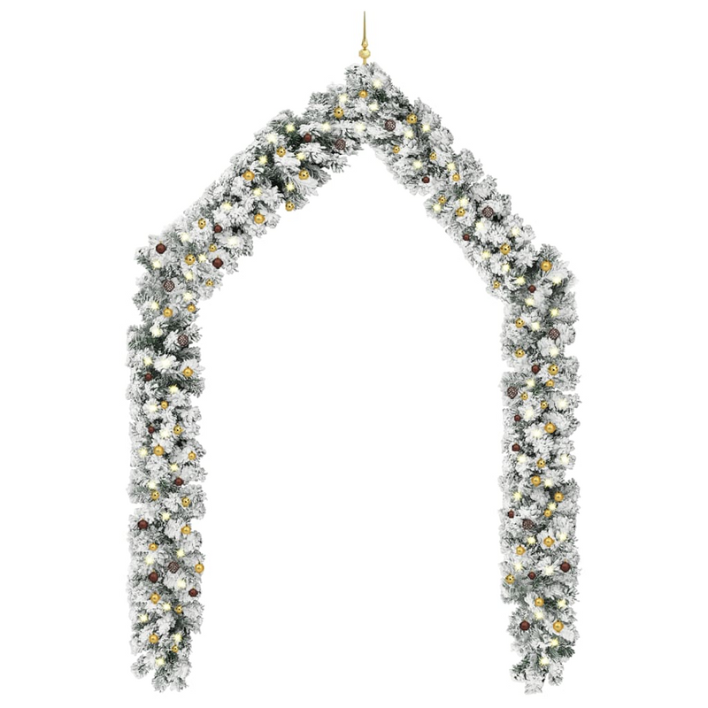 Christmas Garland with LEDs & Gold/Bronze Ball Set