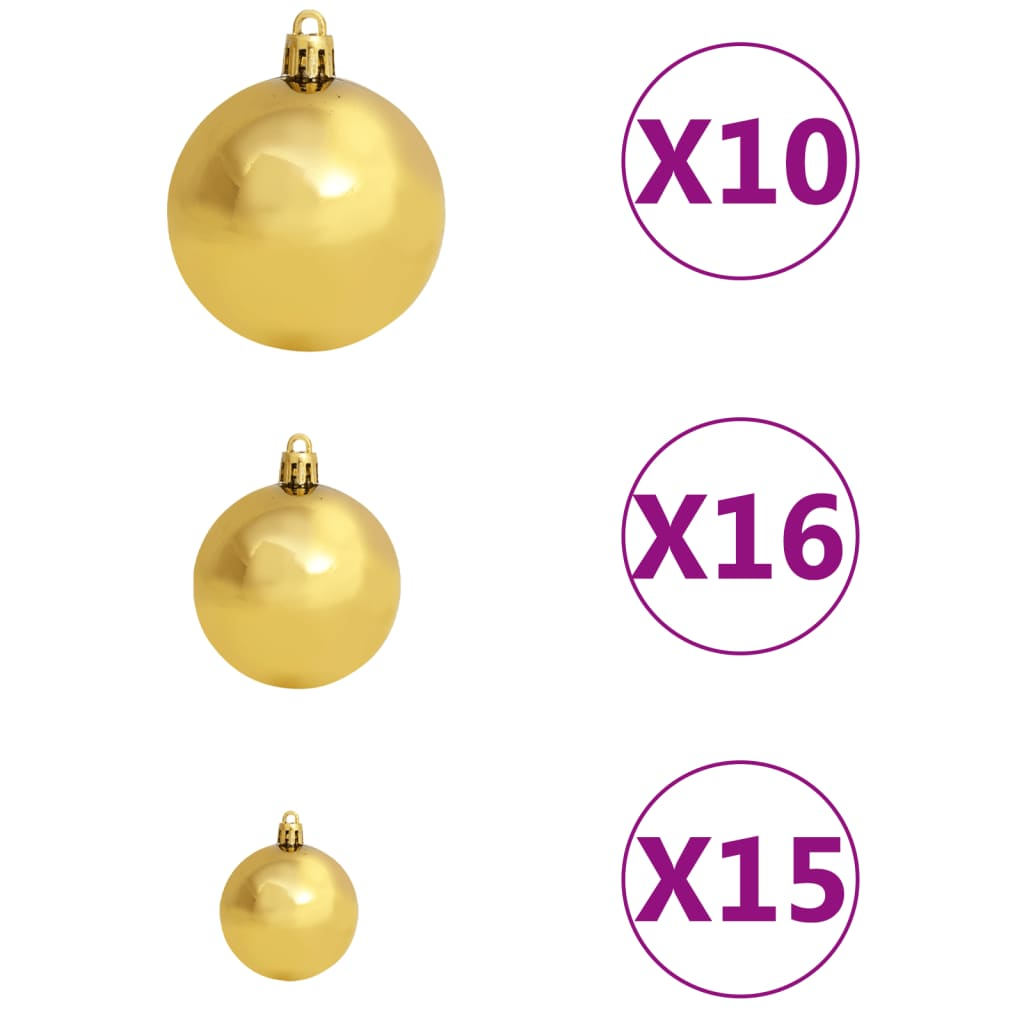 Christmas Garland with LEDs & Gold/Bronze Ball Set