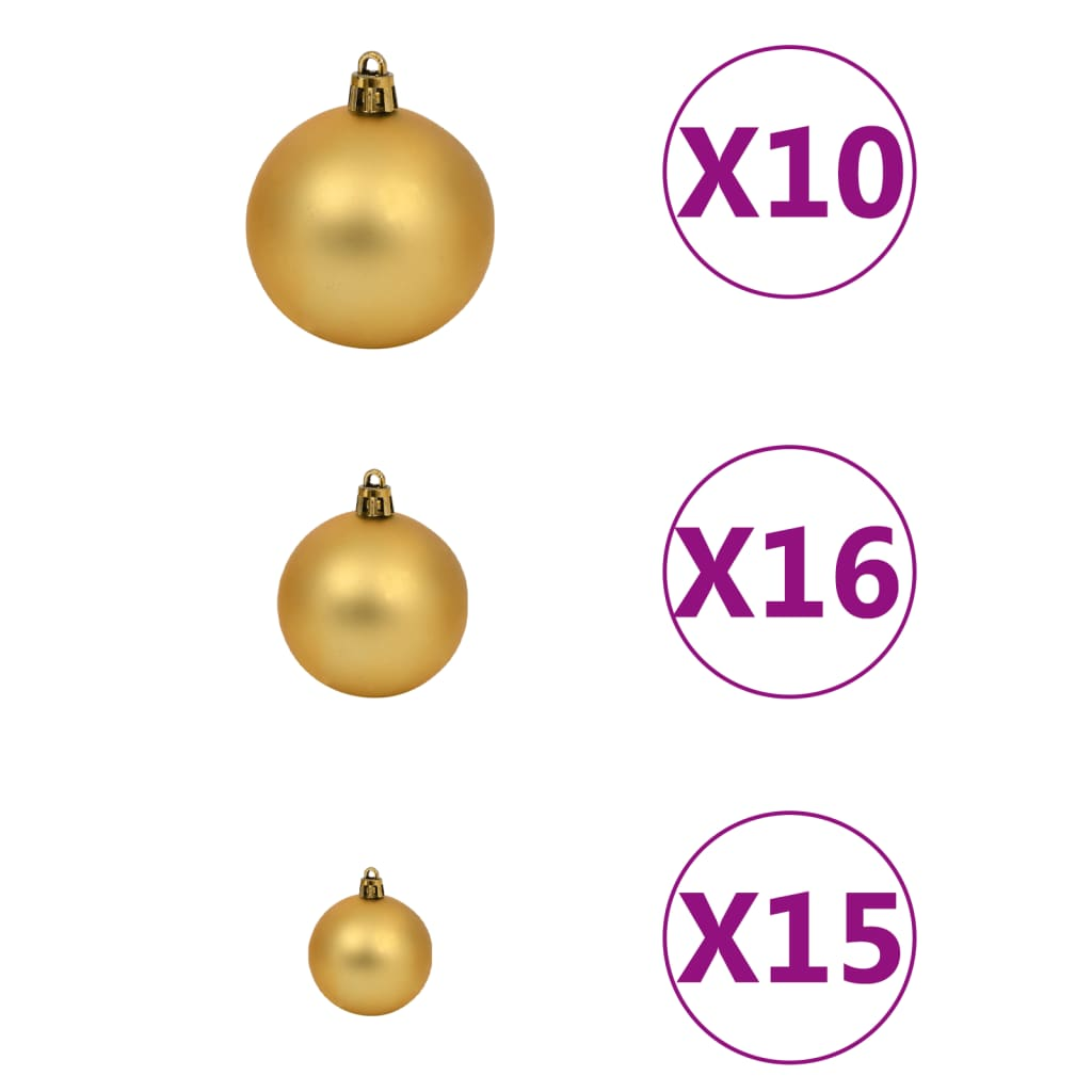 Christmas Garland with LEDs & Gold/Bronze Ball Set