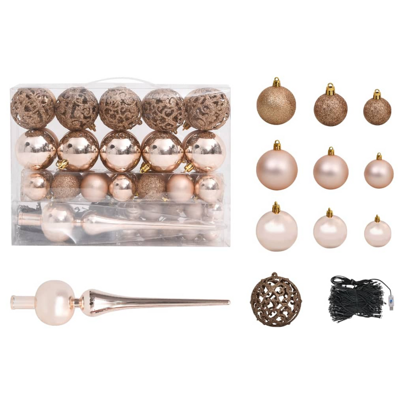 Artificial Pre-lit Slim 59.1" Christmas Tree with Rose Gold Ball Set