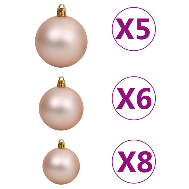 Artificial Pre-lit Slim 59.1" Christmas Tree with Rose Gold Ball Set