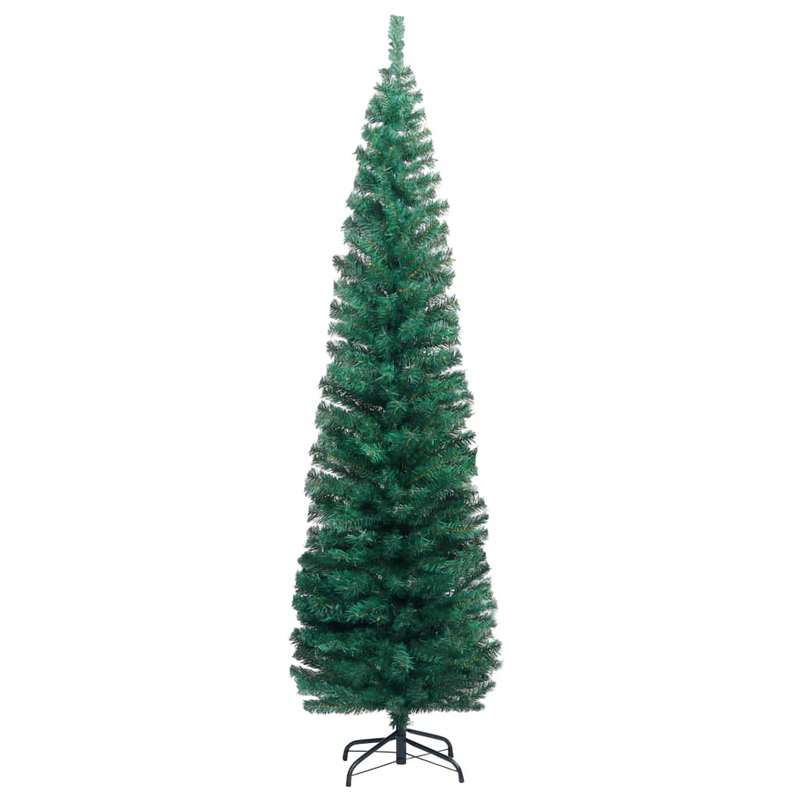 Slim Artificial Pre-lit Christmas 70.9" Tree with Rose Gold Ball Set