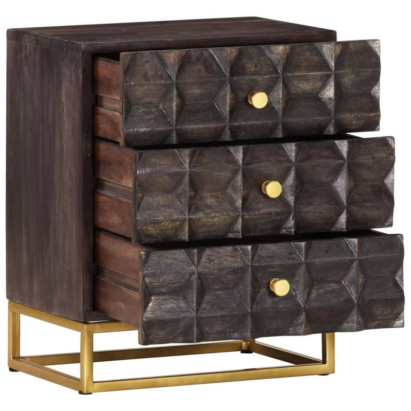 vidaXL Bed Cabinet Black 15.7"x11.8"x19.7" Solid Mango Wood