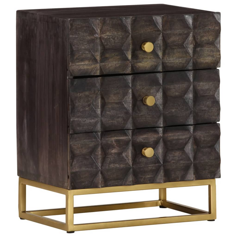 vidaXL Bed Cabinet Black 15.7"x11.8"x19.7" Solid Mango Wood