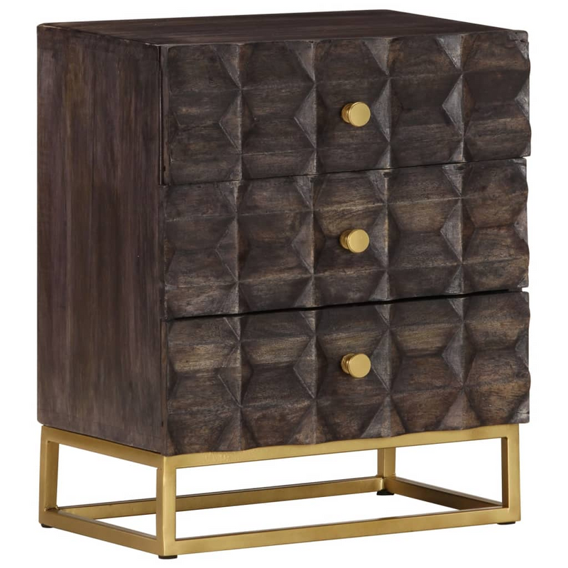 vidaXL Bed Cabinet Black 15.7"x11.8"x19.7" Solid Mango Wood