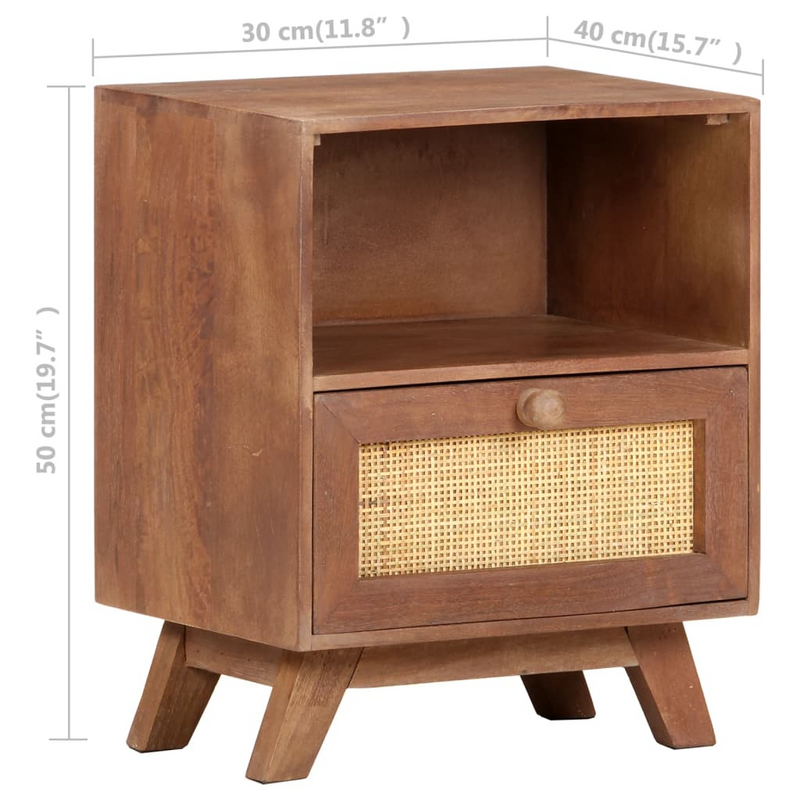 vidaXL Bedside Cabinet 15.7"x11.8"x19.7" Solid Mango Wood