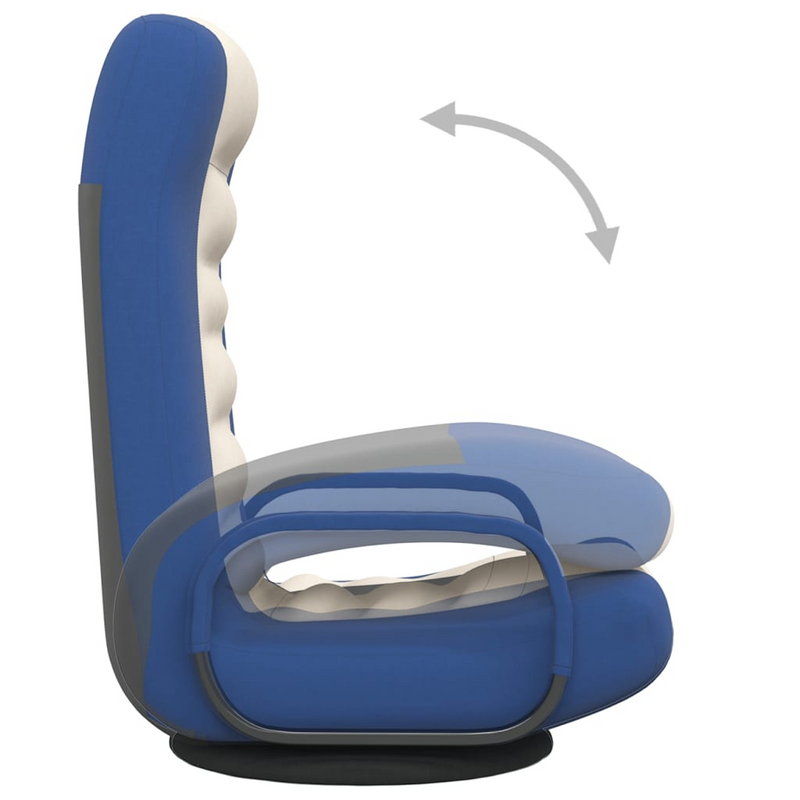 vidaXL Swivel Floor Chair Blue and Cream Fabric