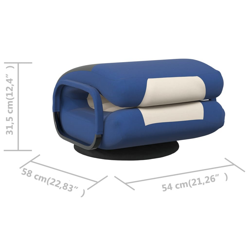 vidaXL Swivel Floor Chair Blue and Cream Fabric
