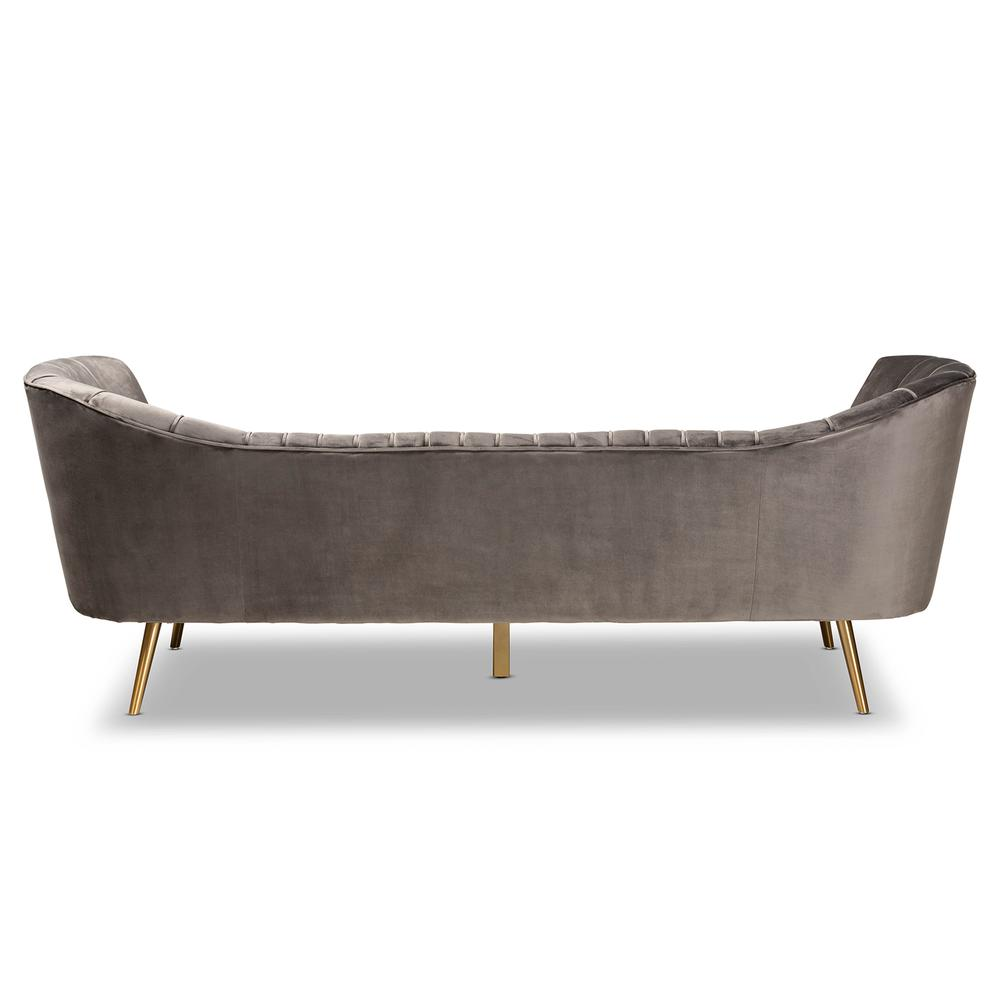 Olivia Glam Grey Velvet Sofa with Gold Legs